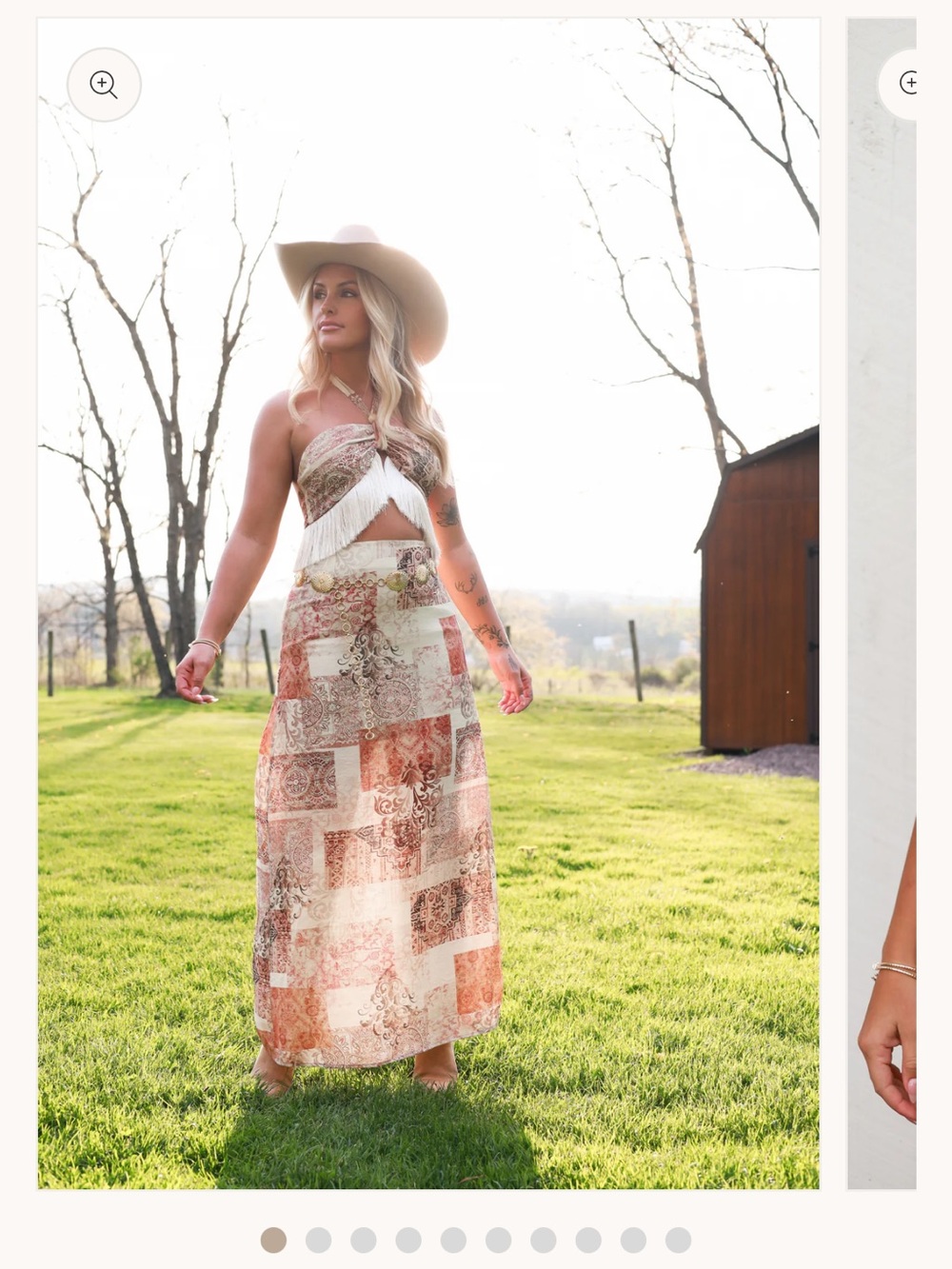 Ivory buck boutique two piece patchwork maxi skirt